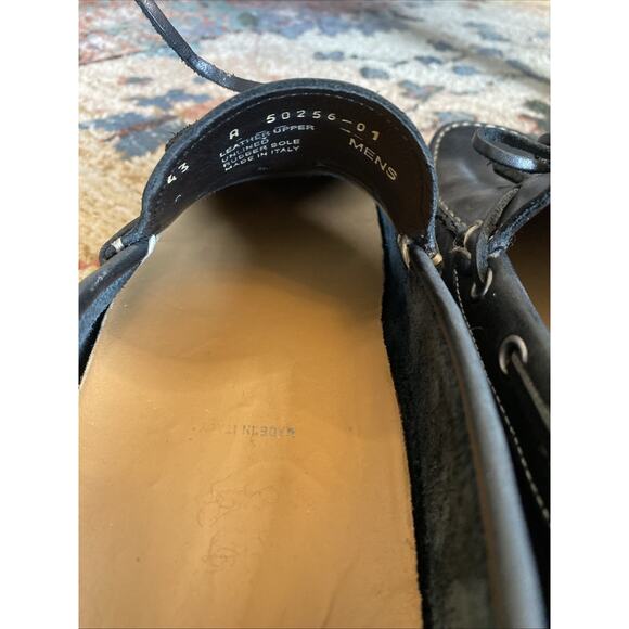 Vera Gomma 43 Sz 10 Driving Loafers Dress Moccasins Pull On Black Leather Italy - Picture 6 of 11